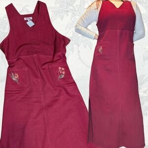 Nina Piccalino Burgundy Red Corduroy Sleeveless Dress